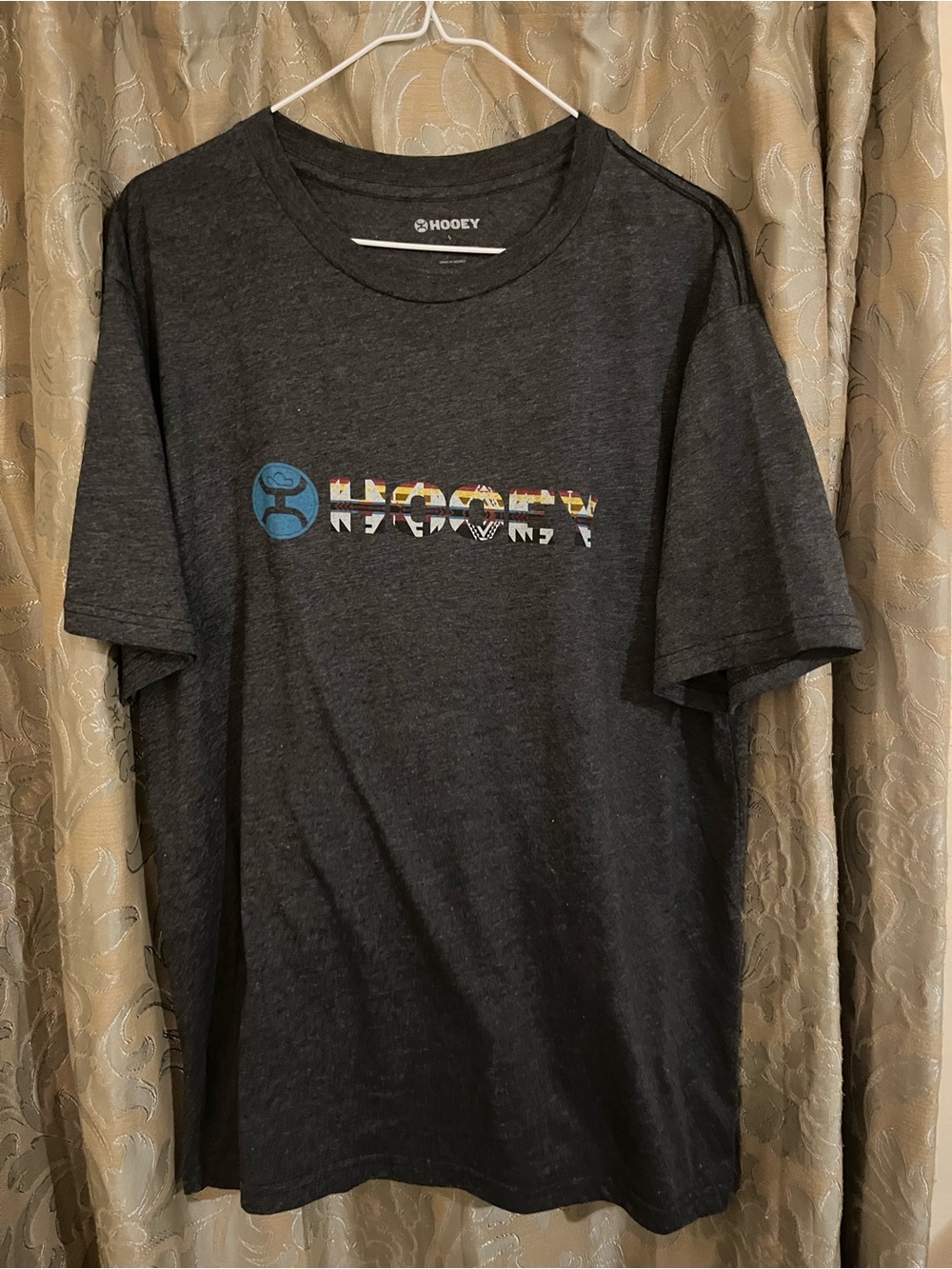 Hooey Charcoal Short Sleeve Tee with Multicolor Logo